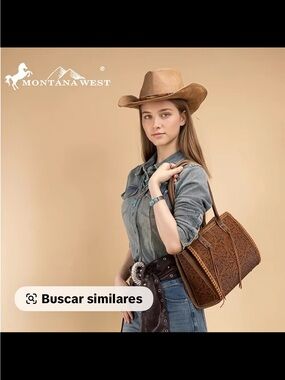 Montana West Brown Tooled Western Shoulder Bag with Tan Accents